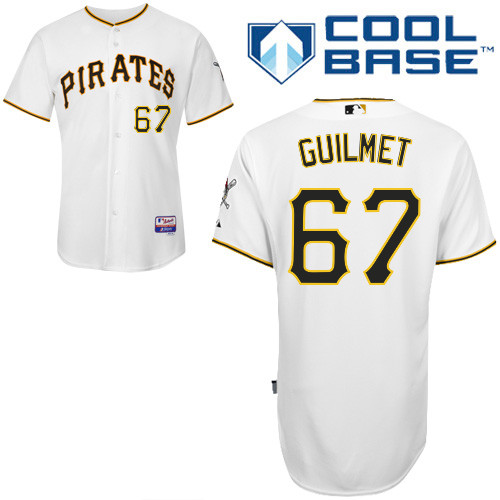 Preston Guilmet #67 MLB Jersey-Pittsburgh Pirates Men's Authentic Home White Cool Base Baseball Jersey